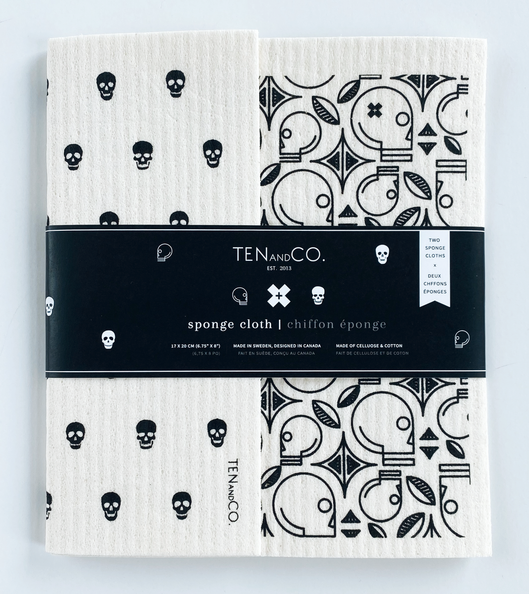 Ten and Co. - Skull Collection Sponge Cloths- 2 Pack